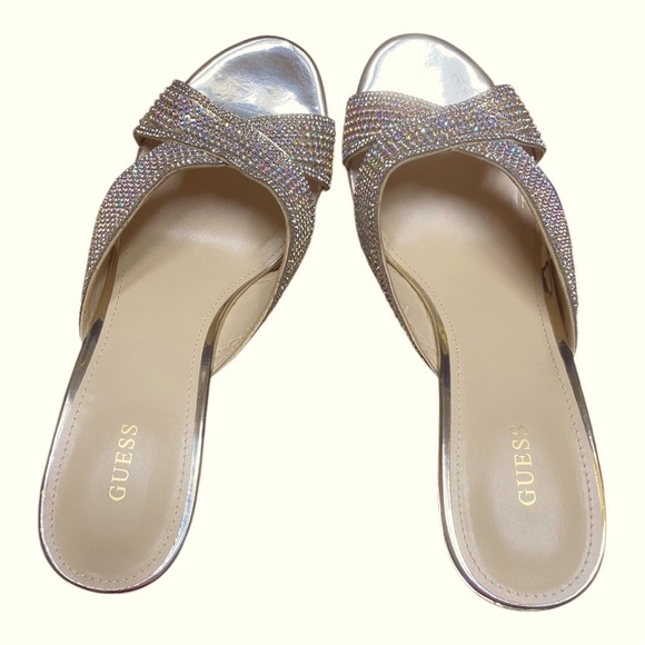 Like New! GUESS Gold Bling Wedges Sandals - Picture 3 of 7